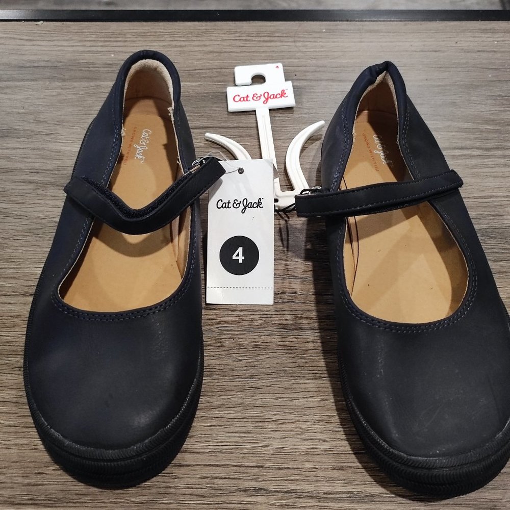 Cat & Jack ballerina shoes very dark blue girls' size 4 NWT